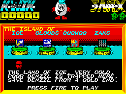 Kwik Snax (ZX Spectrum) screenshot: Select island