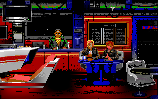 Wing Commander (DOS) screenshot: in the bar (EGA)