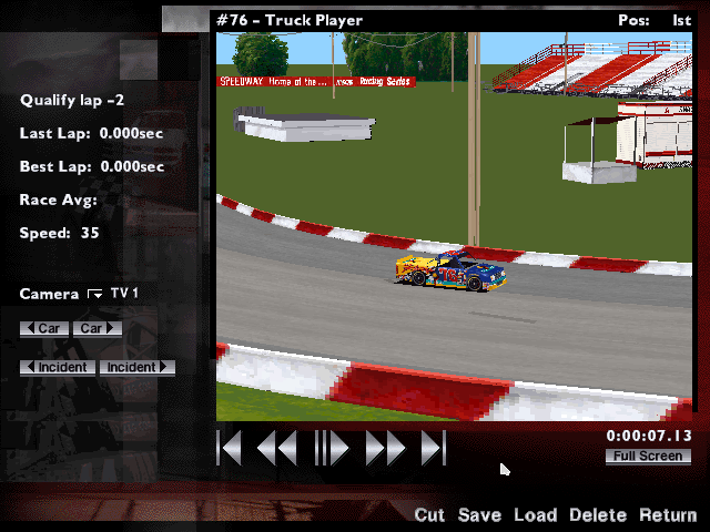 NASCAR Craftsman Truck Series Racing (Windows) screenshot: Instant replay screen.