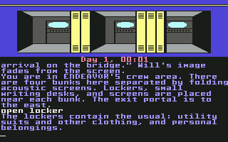 Rendezvous with Rama (Commodore 64) screenshot: Inside a locker is the usual, personal items.