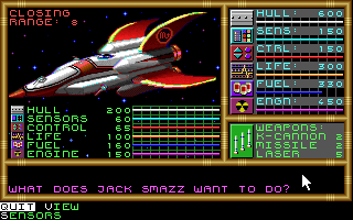 Buck Rogers: Countdown to Doomsday (DOS) screenshot: A battle in space.