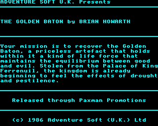 The Golden Baton (Electron) screenshot: Intro