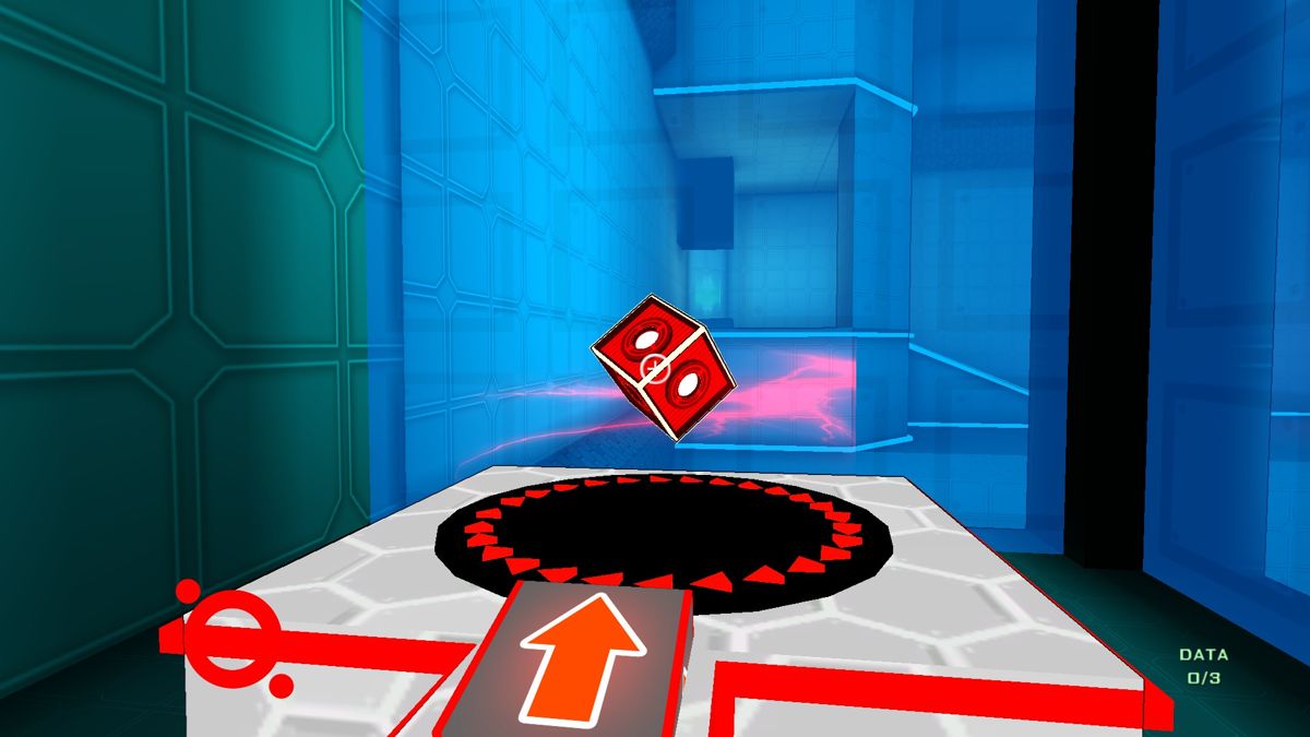 Polarity (Windows) screenshot: Some puzzles involve manipulating cubes like this, which are used to turn some devices' power on.