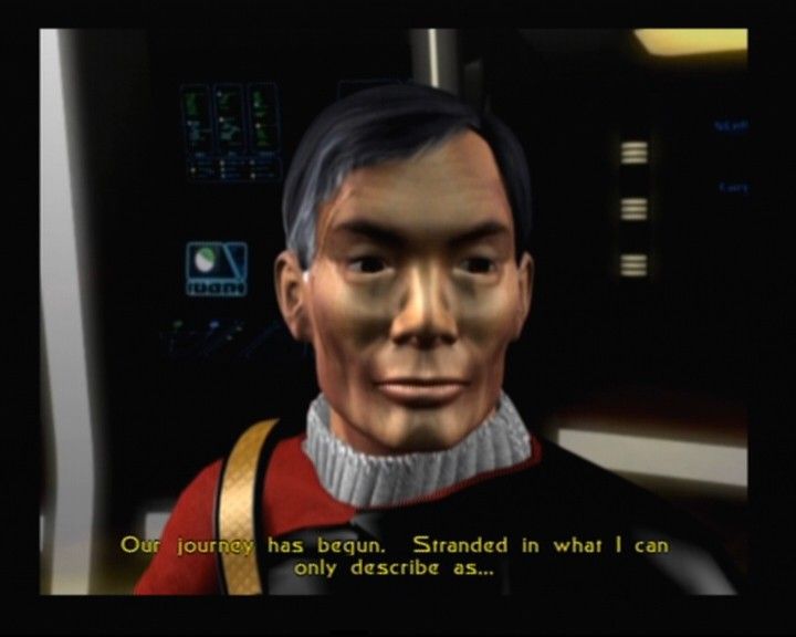 Star Trek: Shattered Universe (PlayStation 2) screenshot: Upon exiting the vortex, you will find yourself in the parallel universe where things are not as before, including the crew