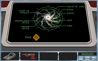 Return to Ringworld (DOS) screenshot: A star chart on the computer