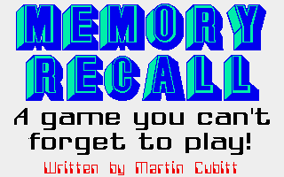 Memory Recall (Atari ST) screenshot: Title screen