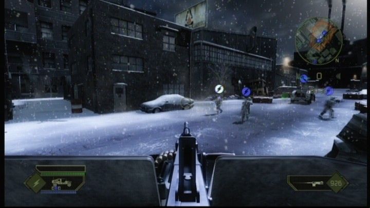 Battlefield 2: Modern Combat (Xbox 360) screenshot: Giving your troops a covering fire from the mounted gun on a Hum-vee.