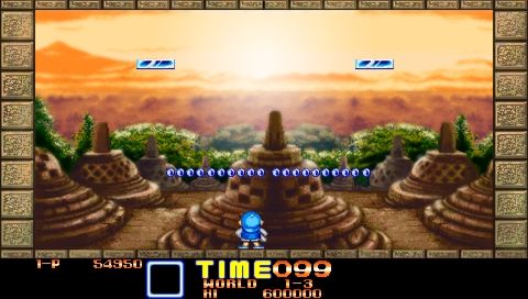 Capcom Puzzle World (PSP) screenshot: Super Buster Bros. gameplay