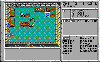 The Magic Candle II: The Four and Forty (DOS) screenshot: Your standard commands