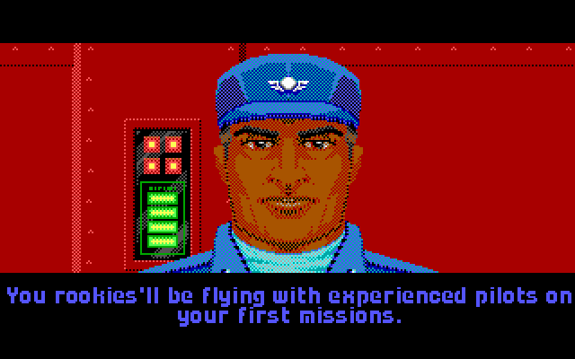 Wing Commander (DOS) screenshot: more mission briefing (EGA)