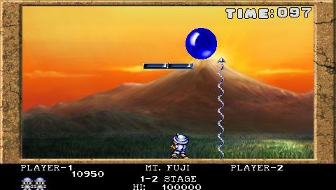 Capcom Puzzle World (PSP) screenshot: Buster Bros. gameplay