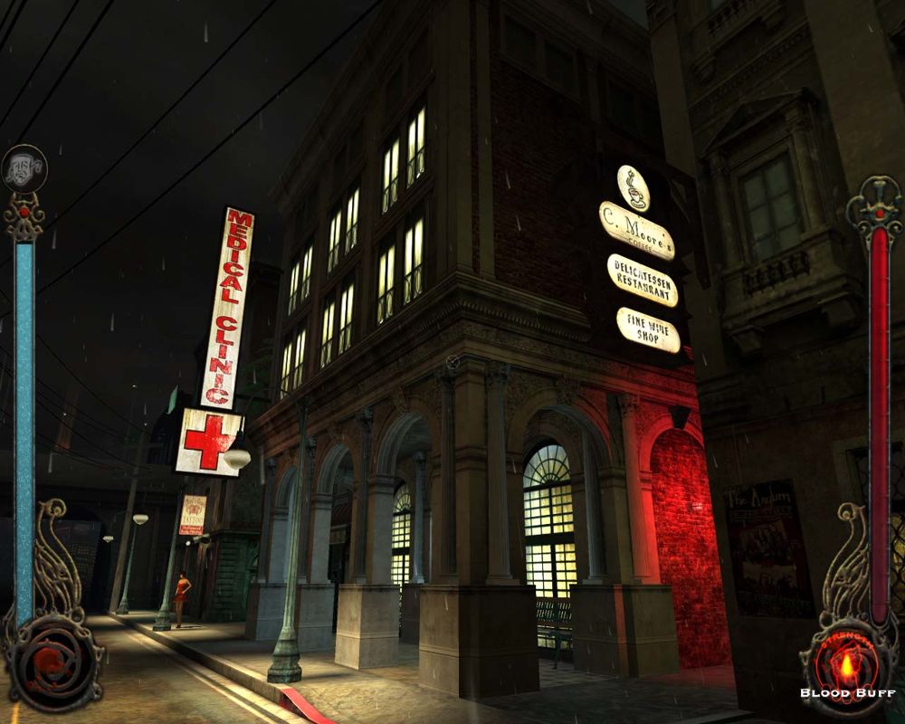 Vampire: The Masquerade - Bloodlines (Windows) screenshot: Welcome to Santa Monica. Your haven is to the left, and lots of quests in every other direction