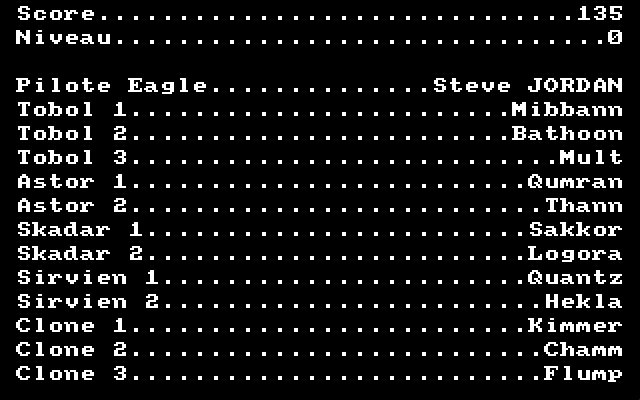 Eagle's Rider (Amstrad CPC) screenshot: Scores and Statistics Information...