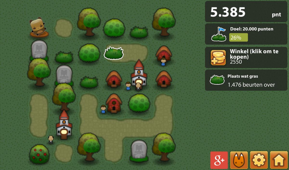 Triple Town (Android) screenshot: There is not that much room to work with (Dutch version).