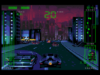 The Adventures of Batman & Robin (SEGA CD) screenshot: Traffic is one of many things you've never thought about Batman having to deal with.