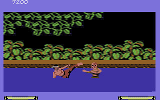 Fist: The Legend Continues (Commodore 64) screenshot: Can't jump in the river