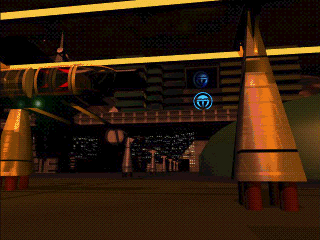 Defcon 5 (DOS) screenshot: Intro cinematic: view of the city