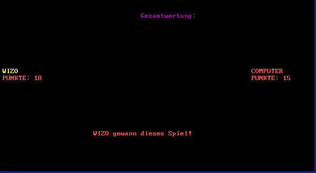 21 Gewinnt (DOS) screenshot: ...and winning against the computer