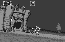 Makaimura for WonderSwan (WonderSwan) screenshot: Fighting evil-faced castles is my specialty!