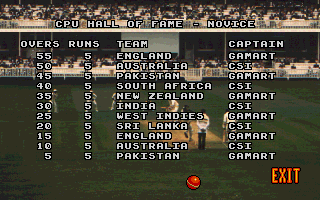 Ian Botham's Cricket (DOS) screenshot: Hall of Fame