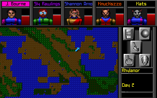 MegaTraveller 2: Quest for the Ancients (DOS) screenshot: On the world map