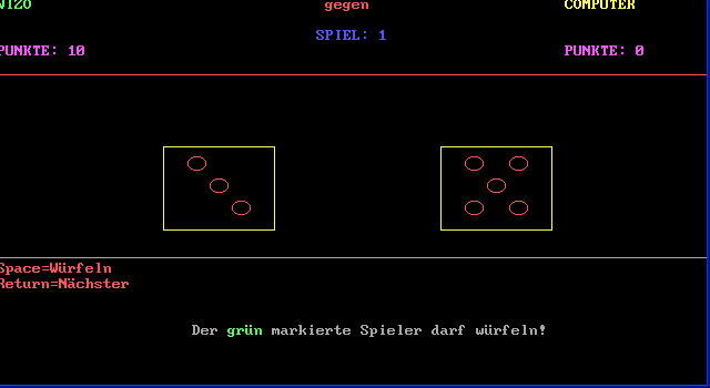 21 Gewinnt (DOS) screenshot: Playing against the computer...