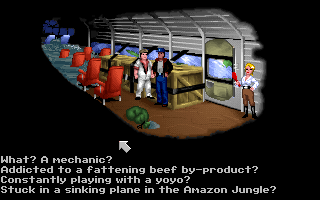 Flight of the Amazon Queen (DOS) screenshot: Crashed landed in the Amazon.