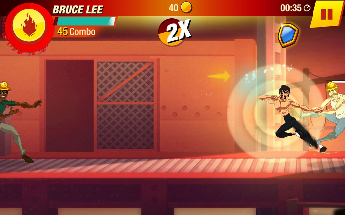 Bruce Lee: Enter The Game (Android) screenshot: With the shield booster you will be protected against the first hit.