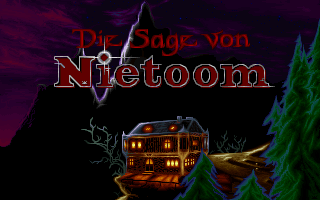 Die Sage von Nietoom (DOS) screenshot: The title, floating over the solitary house of your grandfather.