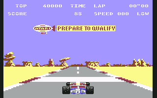 Pole Position II (Commodore 64) screenshot: Prepare to qualify