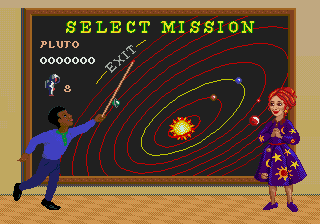 Scholastic's The Magic School Bus: Space Exploration Game (Genesis) screenshot: Select Mission