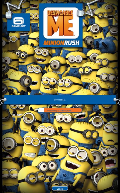 Despicable Me: Minion Rush (Android) screenshot: The game needs to download additional data when you start it for the first time.