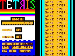 Tetris (Dragon 32/64) screenshot: Game over!
