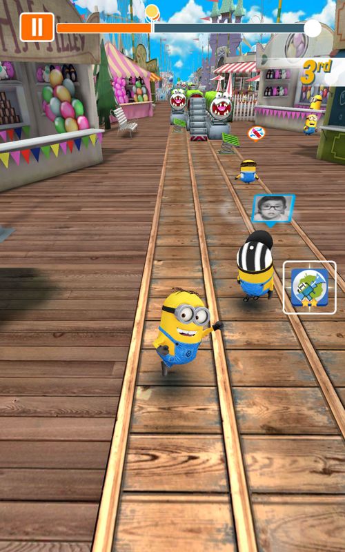 Despicable Me: Minion Rush (Android) screenshot: In third place during a Minion Race