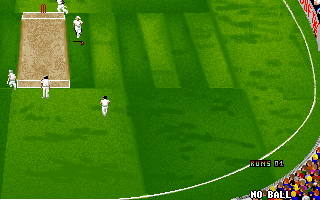Ian Botham's Cricket (DOS) screenshot: Fielder runs to the ball...