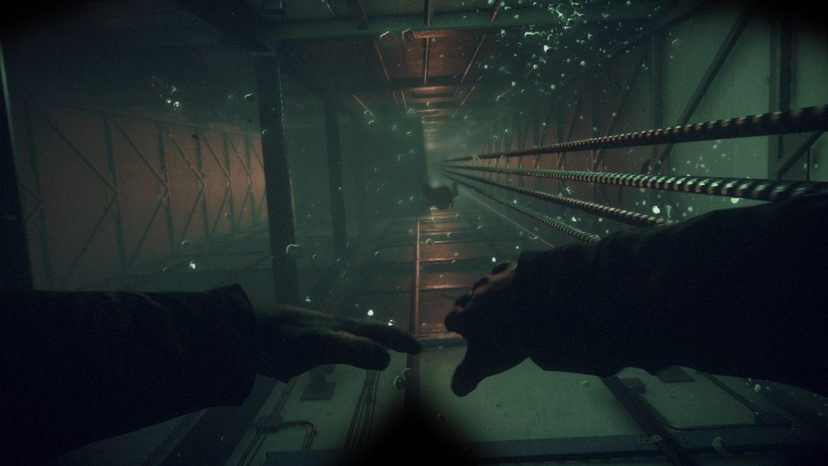 Battlefield: Hardline (PlayStation 4) screenshot: Diving through the elevator shaft