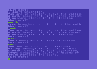 Adventure Quest (Commodore 64) screenshot: That stream must have been contaminated