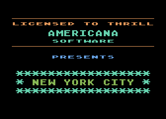 New York City (Atari 8-bit) screenshot: Loading screen (Americana tape release)