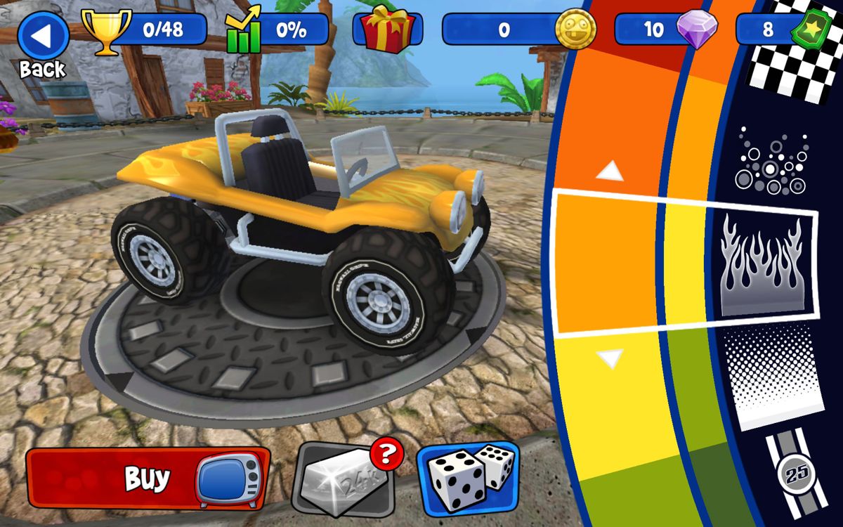 Beach Buggy Racing (Android) screenshot: Customize the car's colour.
