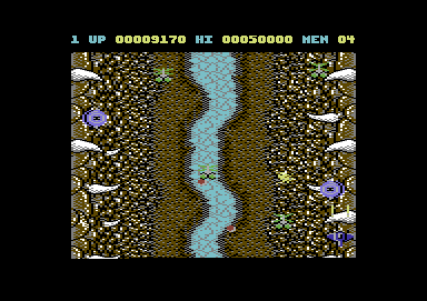 Gemini Wing (Commodore 64) screenshot: These blue creatures constantly spew out enemies