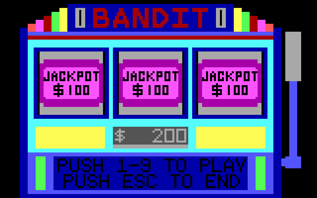 Bandit (DOS) screenshot: You start with $200.