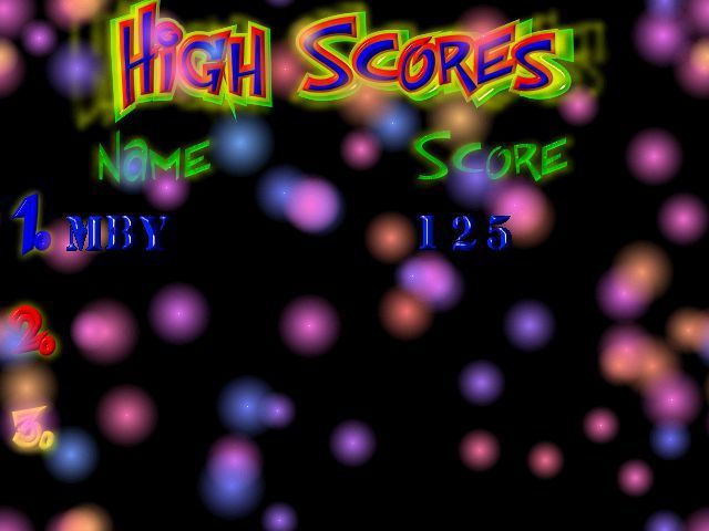 Zap Zilden (Windows) screenshot: The high score table only holds three scores