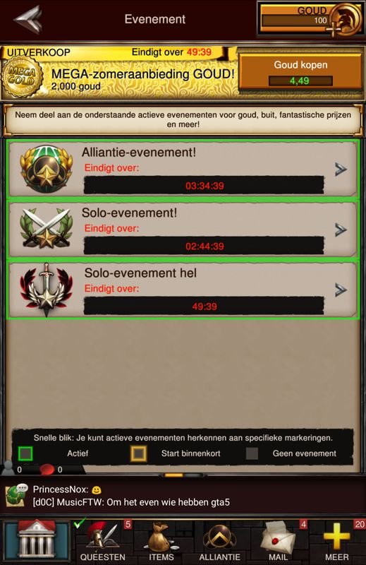 Game of War: Fire Age (Android) screenshot: There are currently three events available (Dutch version).