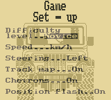 Jeep Jamboree: Off Road Adventure (Game Boy) screenshot: Check out all those options!