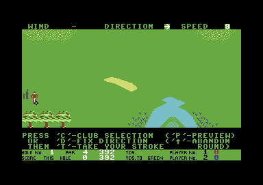 Handicap Golf (Commodore 64) screenshot: On the tee