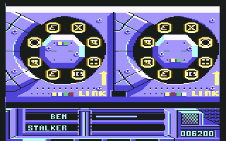 The Running Man (Commodore 64) screenshot: The satellite link minigame.
