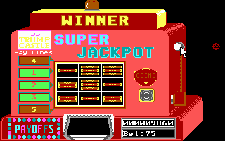 Trump Castle: The Ultimate Casino Gambling Simulation (DOS) screenshot: Playing the Slots...