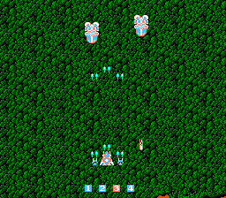ImageFight (NES) screenshot: A forest stage. Look at that upgrade!