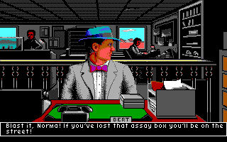 It Came from the Desert (DOS) screenshot: Bert, the sleazy reporter.