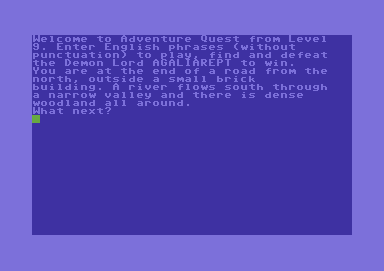 Adventure Quest (Commodore 64) screenshot: Introduction/Starting up